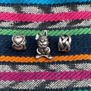 Silver Charm Set with Rabbit and Heart Designs